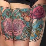 Tattoos - bird and roses - 123351